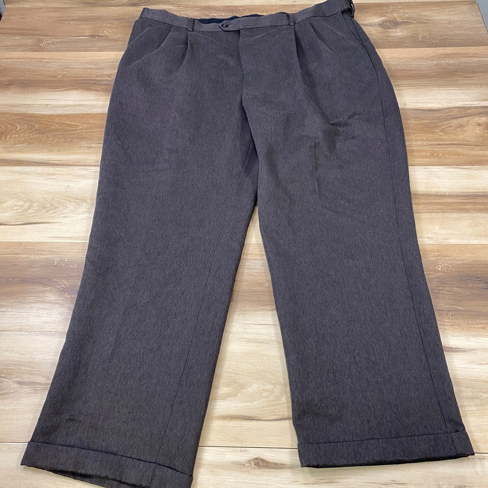 John Henry Pleated Dress Pants Mens 40x30 Heritage Polyester Brown Comfort Waist